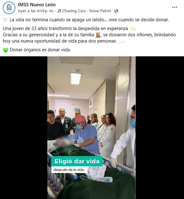 Familia de jovencita de 23 años, con muerte cerebral, dona riñones, para dar esperanza de vida a dos pacientes en NL