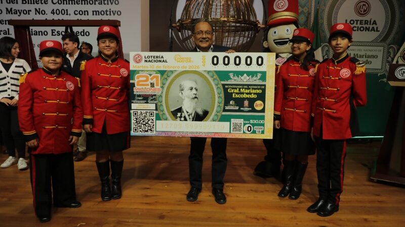 Emiten billete conmemorativo de Lotería Nacional alusivo al bicentenario del natalicio del Gral. Mariano Escobedo