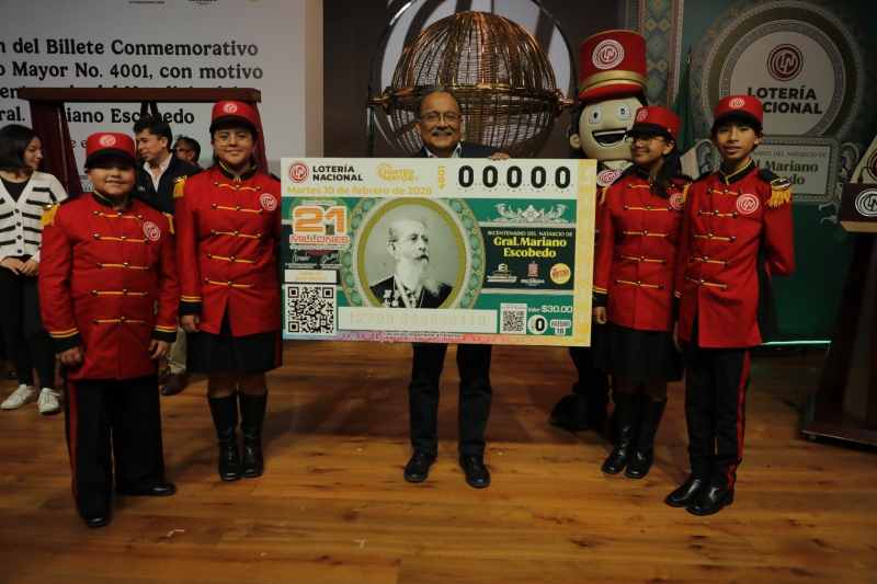 Emiten billete conmemorativo de Lotería Nacional alusivo al bicentenario del natalicio del Gral. Mariano Escobedo