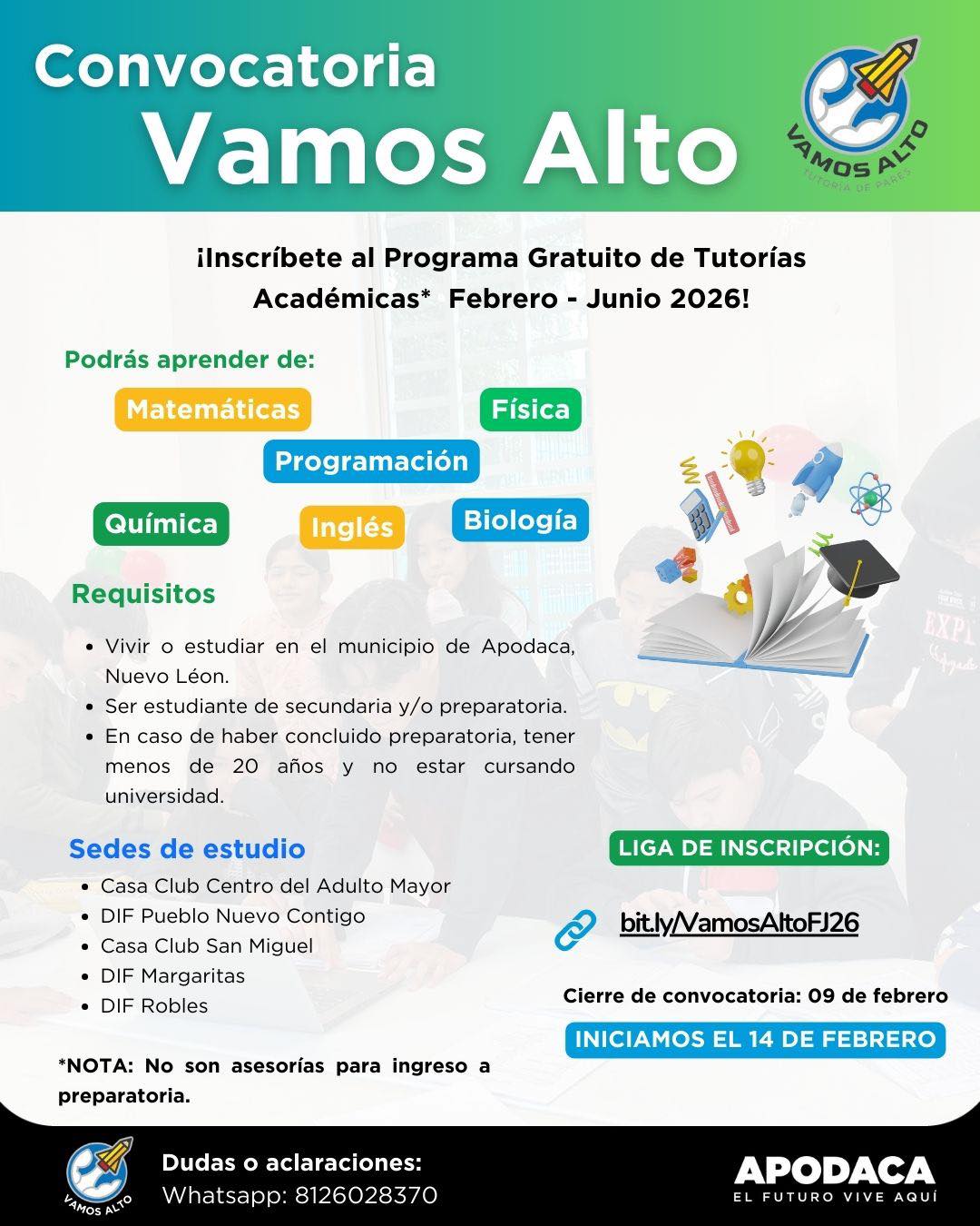 Impulsa César Garza Villarreal programa «Vamos Alto» para jóvenes apodaquenses