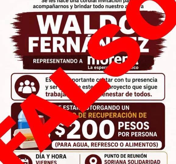 Inicia la «guerra sucia», difunden falsa información de Waldo, ofreciendo 200 pesos para asistir a evento