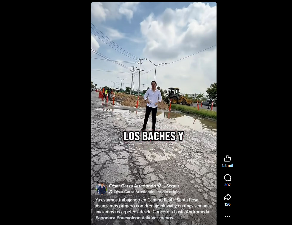 Drenaje pluvial y reconstrucción de avenidas Concordia y Andromeda, anuncia el alcalde César Garza Arredondo