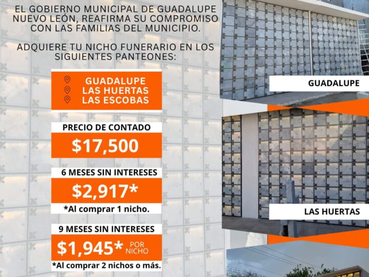 Ofrece Guadalupe nichos funerarios a bajo costo